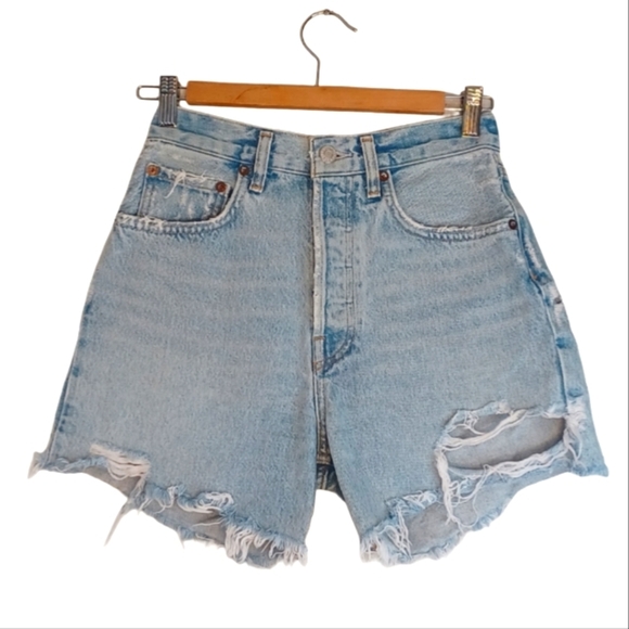 Agolde Riley Sz 24 100% Cotton Denim Shorts - Picture 2 of 13